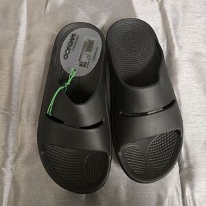 Oofos Black Slide Sandals